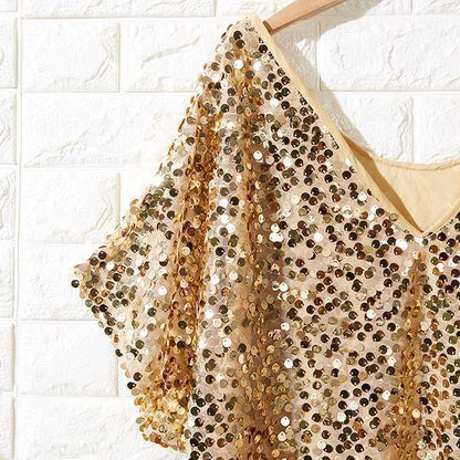Blouse féminine à manches courtes avec sequins